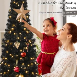 Best The Holiday Aisle 7' H Slender Black Spuce Christmas Tree With 350 Led Lights