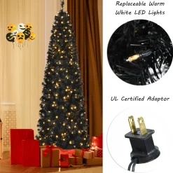 Best The Holiday Aisle 7' H Slender Black Spuce Christmas Tree With 350 Led Lights
