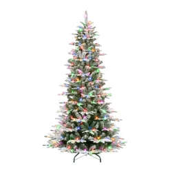 Flash Sale The Holiday Aisle 90" H Slender Green Fir Flocked/Frosted Christmas Tree With 450 Lights
