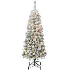 Best The Holiday Aisle 5'11'' H Slender Green Pine Flocked/Frosted Christmas Tree With 250 Lights
