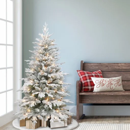 Flash Sale The Holiday Aisle 54" H Slender Green Pvc & Pe Blend Fir Flocked/Frosted Christmas Tree With 200 Lights
