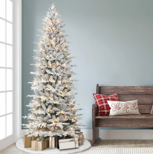 Fashion The Holiday Aisle 90" H Slender Green Pvc & Pe Blend Fir Flocked/Frosted Christmas Tree With 400 Lights