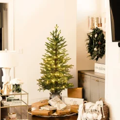 Best Sale Andover Mills 4'4" H Slender Green Realistic Artificial Fir Christmas Tree With 100 Led Lights