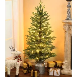 Best Sale Andover Mills 4'4" H Slender Green Realistic Artificial Fir Christmas Tree With 100 Led Lights