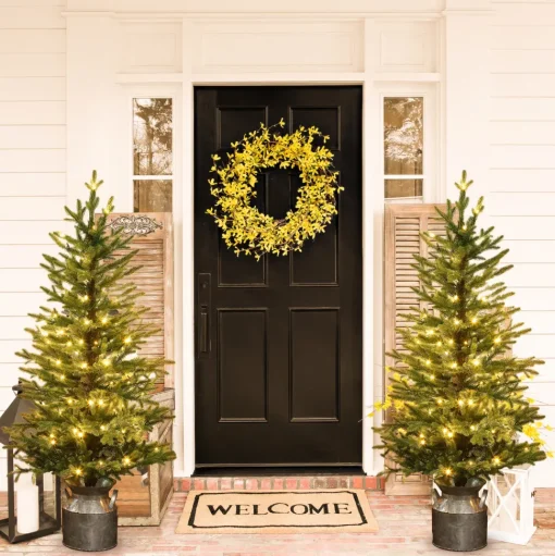 Best Sale Andover Mills 4'4" H Slender Green Realistic Artificial Fir Christmas Tree With 100 Led Lights