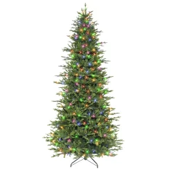Flash Sale The Holiday Aisle 9' H Slender Green Realistic Artificial Fir Christmas Tree With 700 Led Color Changing/Combination Lights