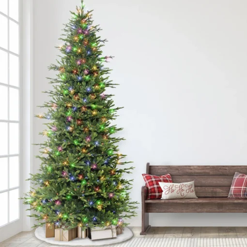 Flash Sale The Holiday Aisle 9' H Slender Green Realistic Artificial Fir Christmas Tree With 700 Led Color Changing/Combination Lights