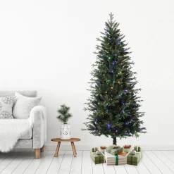 Fashion Haute Decor 6'6" H Slender Green Realistic Artificial Fir Christmas Tree With 350 Led Color Changing/Combination Lights