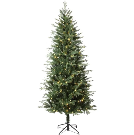 Fashion Haute Decor 6'6" H Slender Green Realistic Artificial Fir Christmas Tree With 350 Led Color Changing/Combination Lights