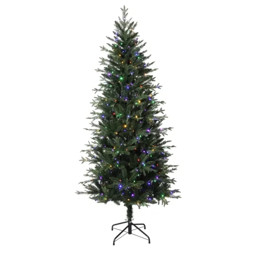 Fashion Haute Decor 6'6" H Slender Green Realistic Artificial Fir Christmas Tree With 350 Led Color Changing/Combination Lights