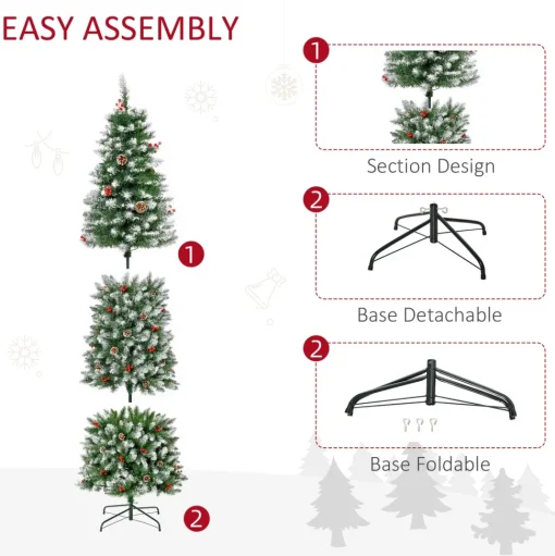 Shop The Holiday Aisle 7'6" H Slender Green/White Flocked/Frosted Christmas Tree With 300 Led Lights