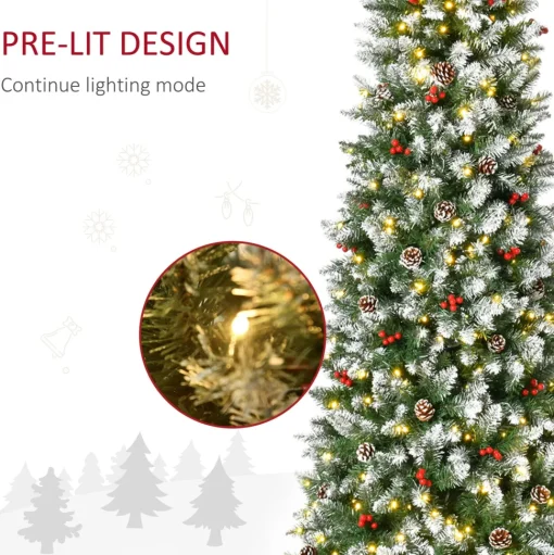 Shop The Holiday Aisle 7'6" H Slender Green/White Flocked/Frosted Christmas Tree With 300 Led Lights