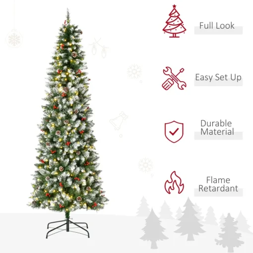 Shop The Holiday Aisle 7'6" H Slender Green/White Flocked/Frosted Christmas Tree With 300 Led Lights