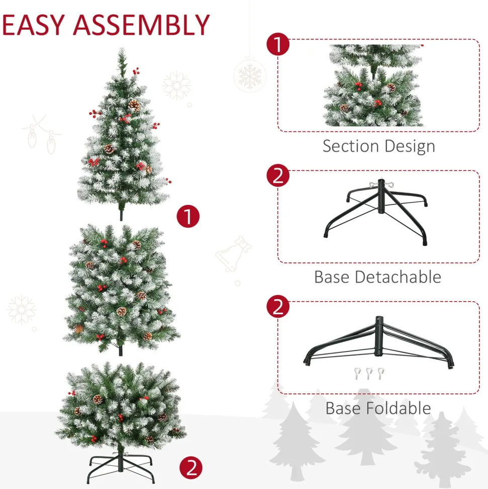 Clearance The Holiday Aisle 6' H Slender Green/White Flocked/Frosted Christmas Tree With 300 Led Lights