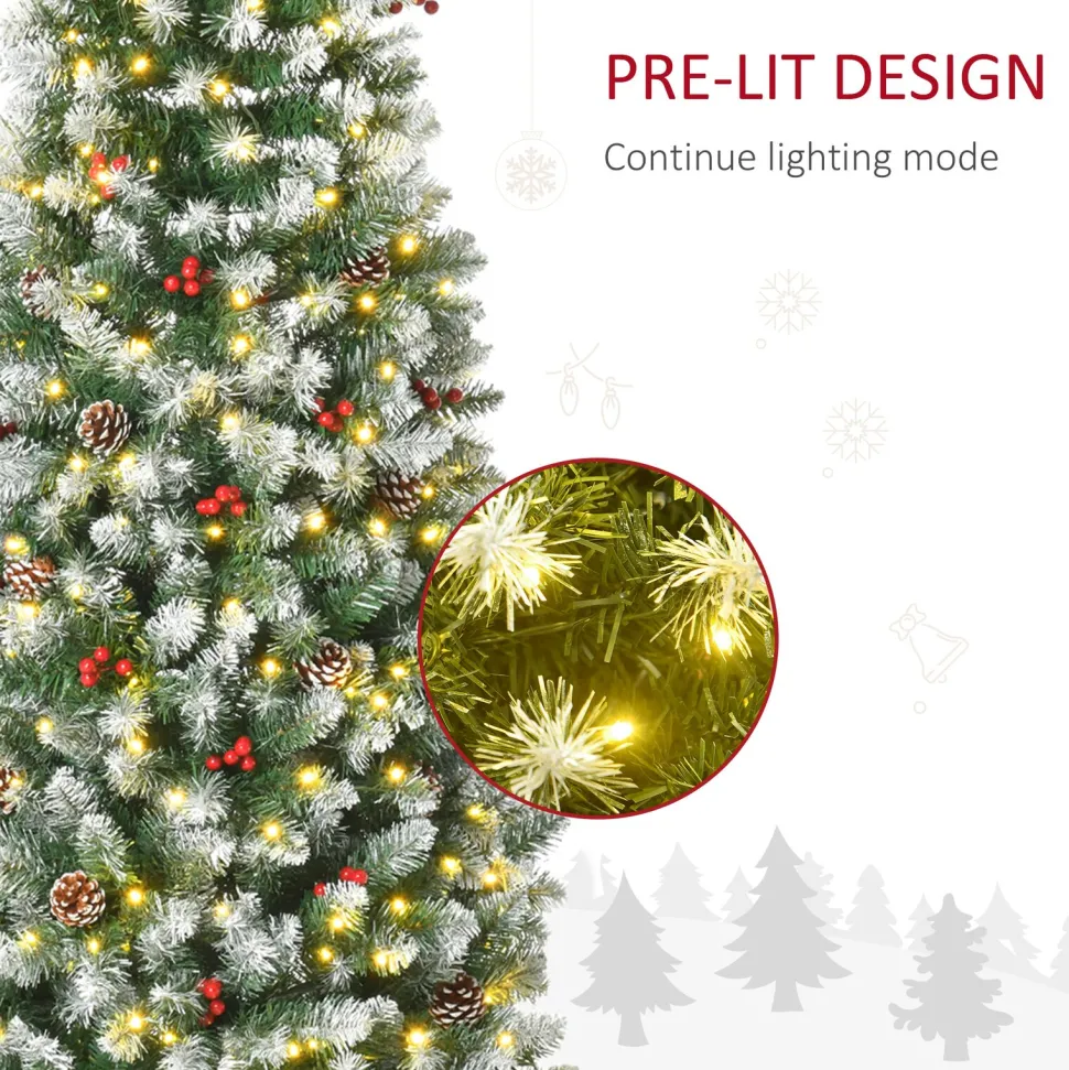 Clearance The Holiday Aisle 6' H Slender Green/White Flocked/Frosted Christmas Tree With 300 Led Lights