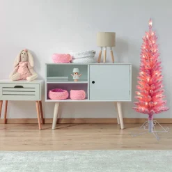 Hot The Holiday Aisle 4' H Slender Pink Realistic Artificial Fir Christmas Tree With 50 Lights