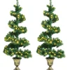 Best The Holiday Aisle 48'' H Spiral-Shaped Green Cashmere Christmas Tree With 300 Led Lights