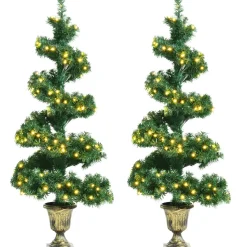 Best The Holiday Aisle 48'' H Spiral-Shaped Green Cashmere Christmas Tree With 300 Led Lights