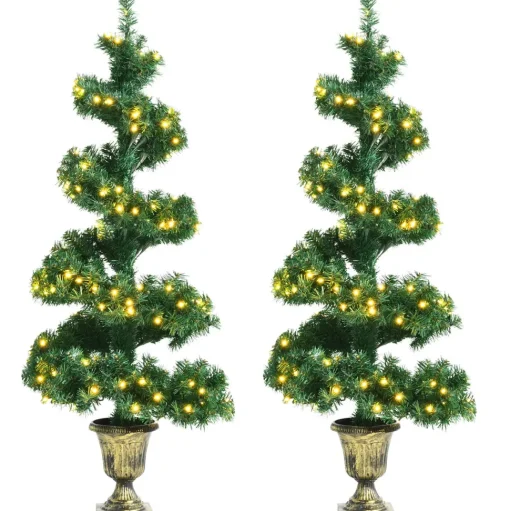 Best The Holiday Aisle 48'' H Spiral-Shaped Green Cashmere Christmas Tree With 300 Led Lights