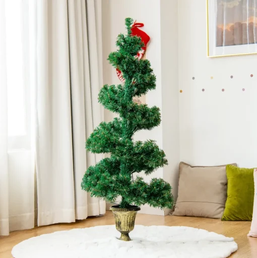 Best The Holiday Aisle 48'' H Spiral-Shaped Green Cashmere Christmas Tree With 300 Led Lights