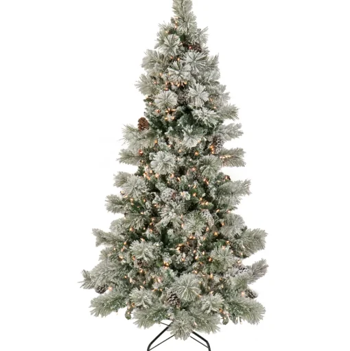 Cheap The Holiday Aisle 108" H White Fir Christmas Tree With 900 Incandescent Lights And Pinecones