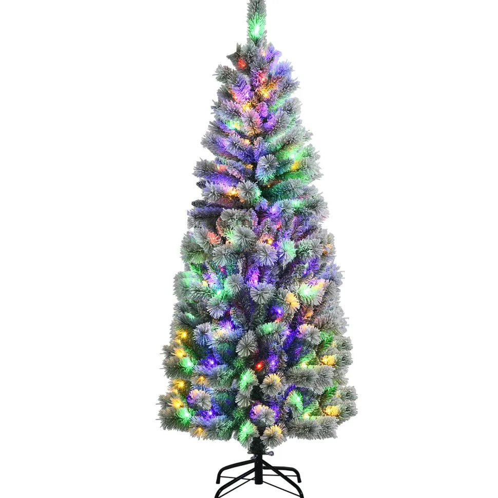 Best Sale The Holiday Aisle 72" H White Pine Flocked/Frosted Christmas Tree With 200 Led Lights