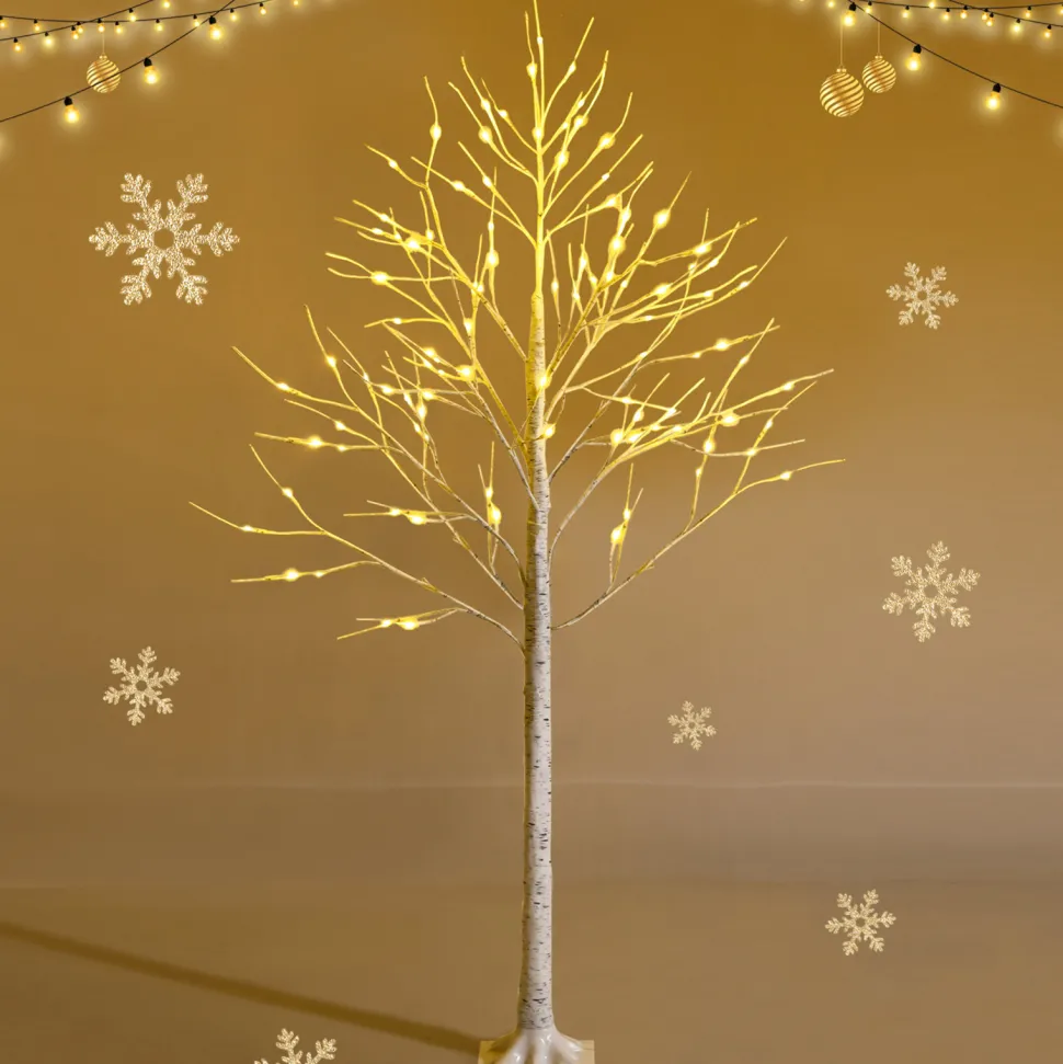 Best The Holiday Aisle 6' H White Realistic Artificial Christmas Tree With 96 Led Lights