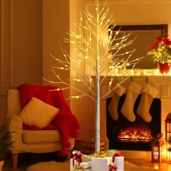 Best The Holiday Aisle 6' H White Realistic Artificial Christmas Tree With 96 Led Lights