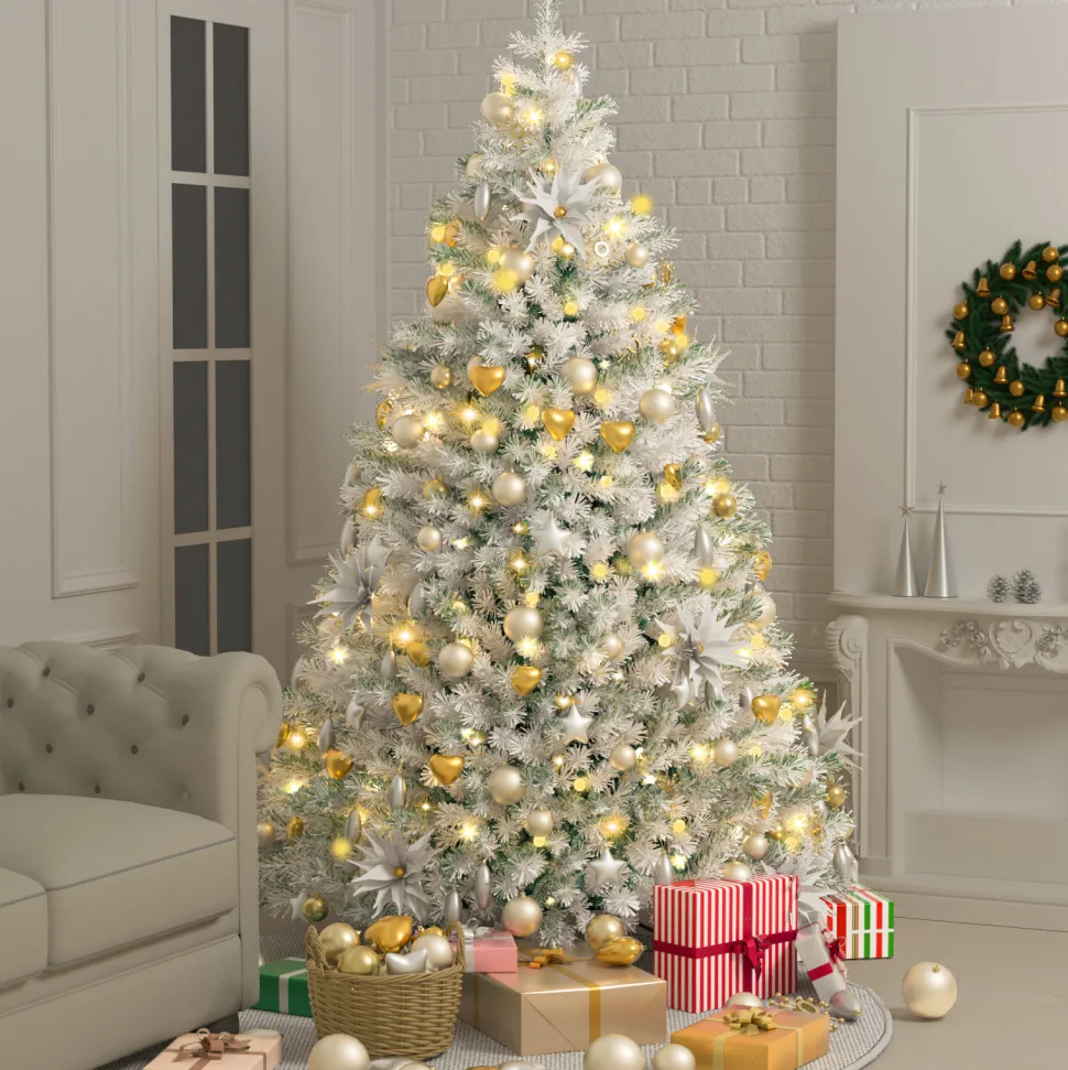 Store The Holiday Aisle 9' H White Realistic Pine Christmas Tree With 600 Led Color Changing/Combination Light