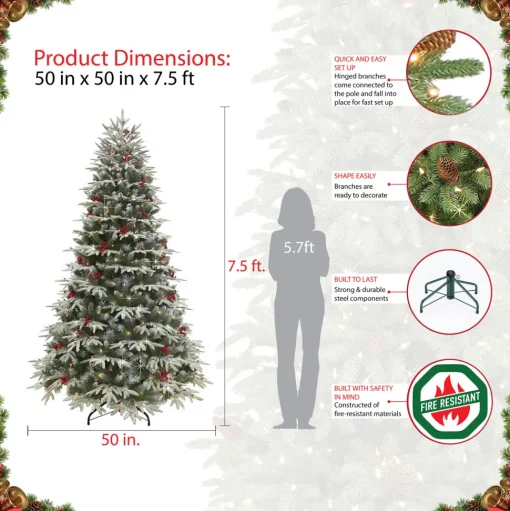 Best Sale The Holiday Aisle 7.5' Lighted Artificial Pine Christmas Tree - Stand Included
