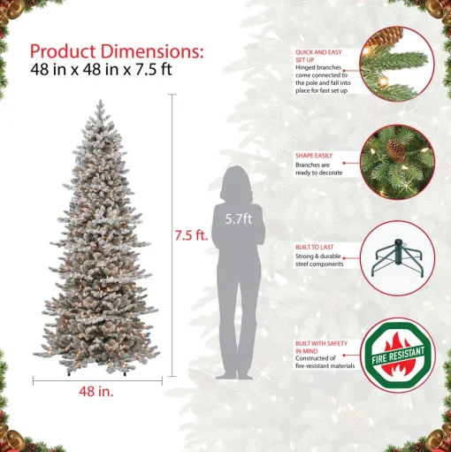 New The Holiday Aisle 7.5' Lighted Artificial Spruce Christmas Tree - Stand Included