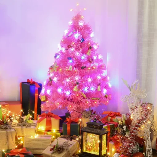 New The Holiday Aisle 3' Pink Pine Artificial Christmas Tree With 90 Colored & Clear Lights