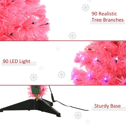 New The Holiday Aisle 3' Pink Pine Artificial Christmas Tree With 90 Colored & Clear Lights