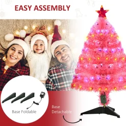 New The Holiday Aisle 3' Pink Pine Artificial Christmas Tree With 90 Colored & Clear Lights