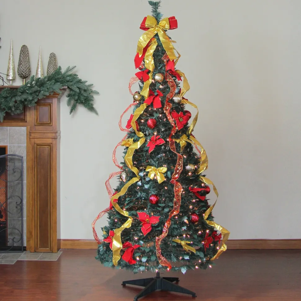 Flash Sale Northlight Seasonal 6' Pre-Lit Gold And Red Pre-Decorated Pop-Up Artificial Christmas Tree Clear Lights