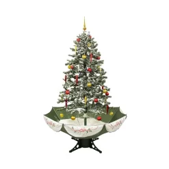 New Northlight Seasonal 5.5' Pre-Lit Medium Musical Snowing Artificial Christmas Tree With Umbrella Base - Blue Led Lights