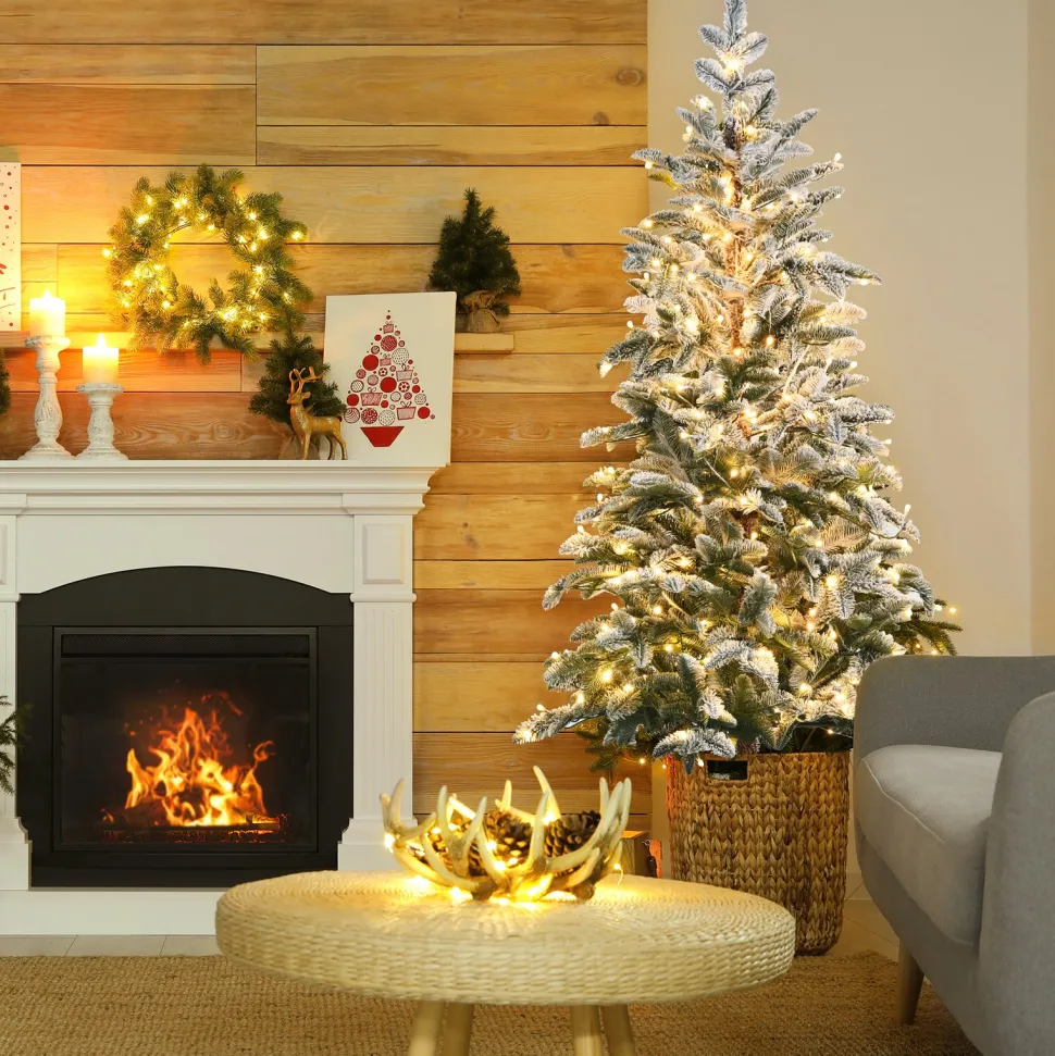 Best The Holiday Aisle 72" Regular(Full) Green/White Realistic Artificial Christmas Tree 250 Light