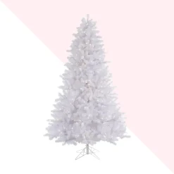 New Hashtag Home 7.5' White Pine Artificial Christmas Tree With 650 Led White Lights With Stand