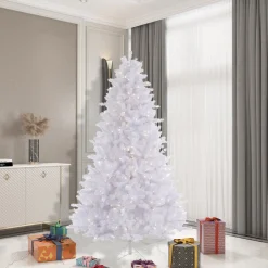 New Hashtag Home 7.5' White Pine Artificial Christmas Tree With 650 Led White Lights With Stand