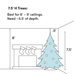 New Hashtag Home 7.5' White Pine Artificial Christmas Tree With 650 Led White Lights With Stand