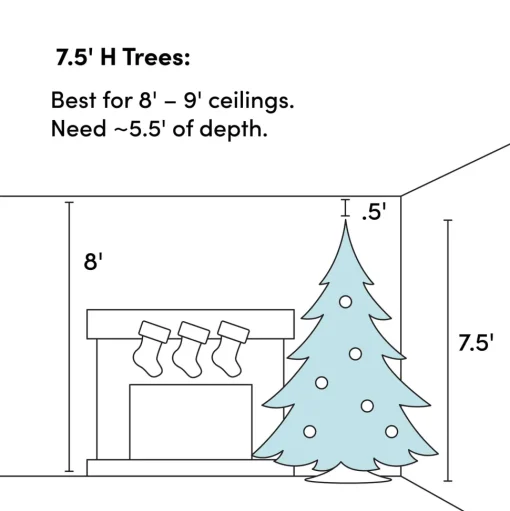 New Hashtag Home 7.5' White Pine Artificial Christmas Tree With 650 Led White Lights With Stand