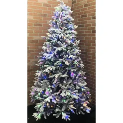 Hot The Holiday Aisle 7.5' White/Green Fir Flocked/Frosted Christmas Tree With 750 Lights Color Changing/Combination And Pulsing/Blinking