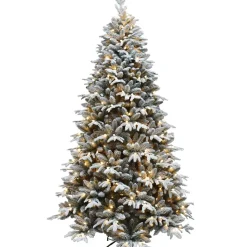 Hot The Holiday Aisle 7.5' White/Green Fir Flocked/Frosted Christmas Tree With 750 Lights Color Changing/Combination And Pulsing/Blinking