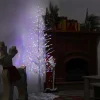 Outlet The Holiday Aisle Bevins 73" H Slender Matte Silver Realistic Artificial Foil Christmas Tree With 360 Led And Pinecones