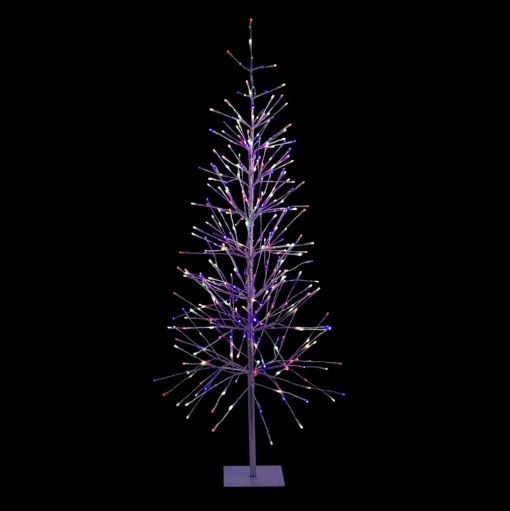 Outlet The Holiday Aisle Bevins 73" H Slender Matte Silver Realistic Artificial Foil Christmas Tree With 360 Led And Pinecones