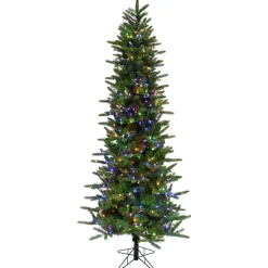 Online The Holiday Aisle Carmel Slim Green Pine Trees Artificial Christmas Tree With 550 With Colored And White Led String Lights