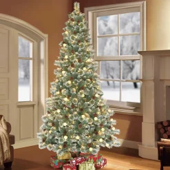 Hot The Holiday Aisle Carolina Pine 7.5' Blue/Green Pine Artificial Christmas Tree With 450 Clear/White Lights