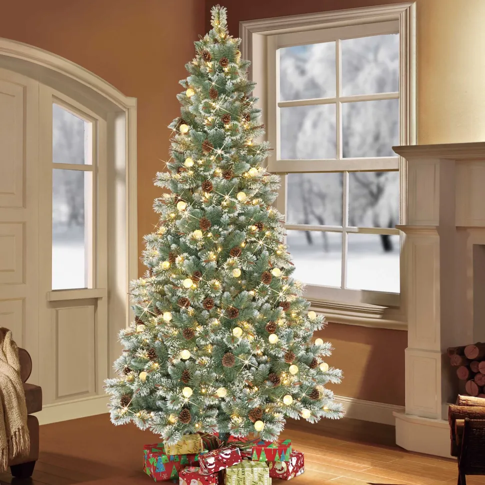 Hot The Holiday Aisle Carolina Pine 7.5' Blue/Green Pine Artificial Christmas Tree With 450 Clear/White Lights