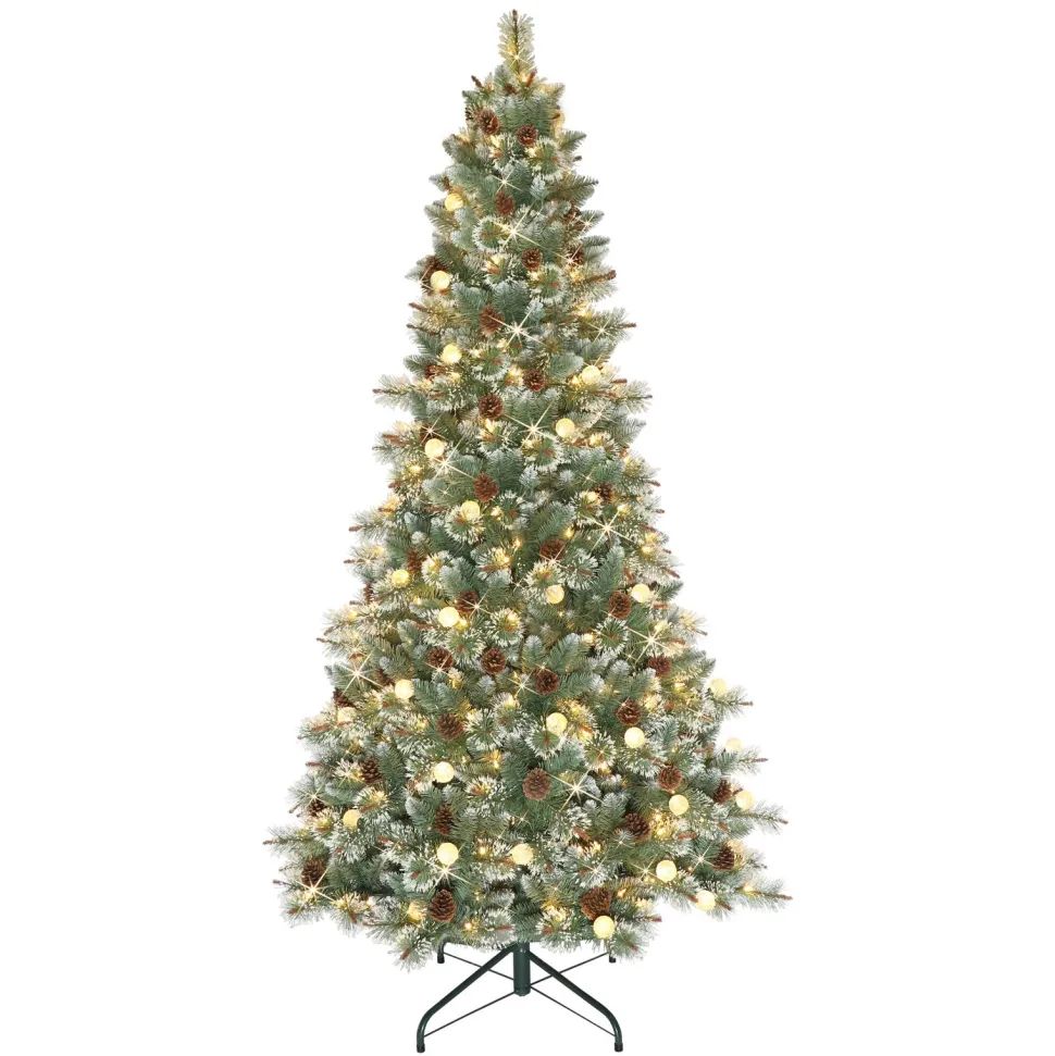 Hot The Holiday Aisle Carolina Pine 7.5' Blue/Green Pine Artificial Christmas Tree With 450 Clear/White Lights