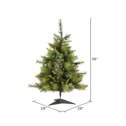 Hot The Holiday Aisle Cashmere 3' Green Pine Artificial Christmas Tree With 100 Dura-Lit Multi-Colored Lights With Stand